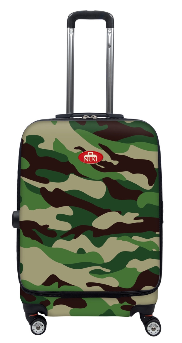 020020 Front Accessible Luggage Lightweight Spinner, Camouflage Green - 20 In.