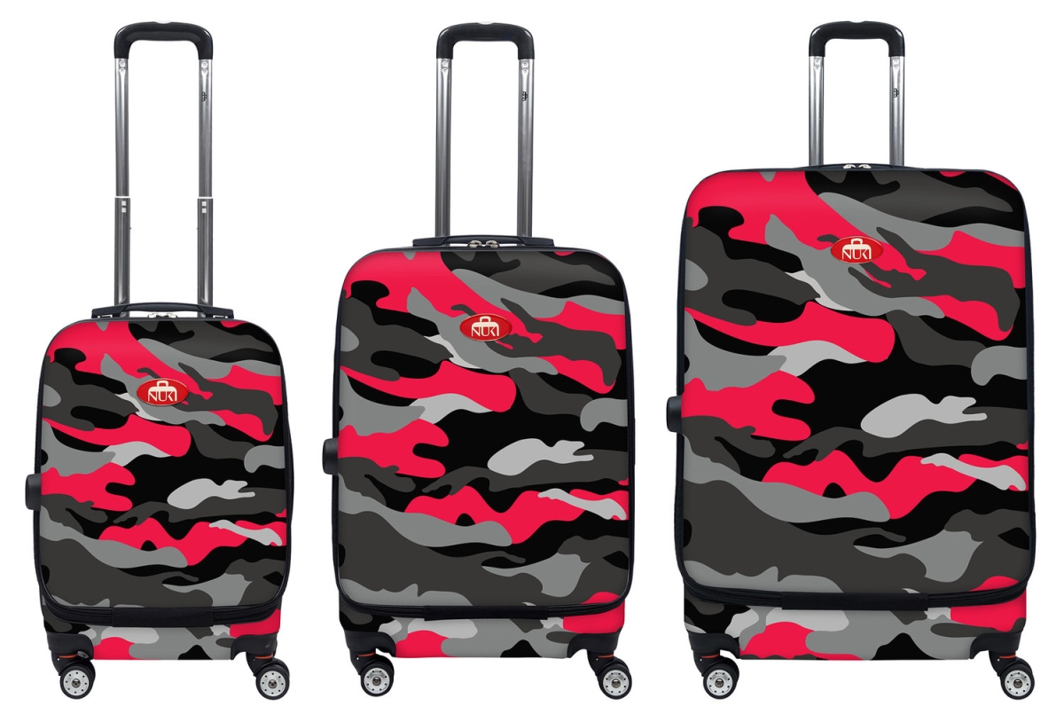 019000 Front Accessible Luggage Lightweight Spinner Set, Camouflage Black - 3 Piece