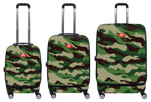 020000 Front Accessible Luggage 3 Piece Lightweight Spinner Set, Camouflage Green - 3 Piece
