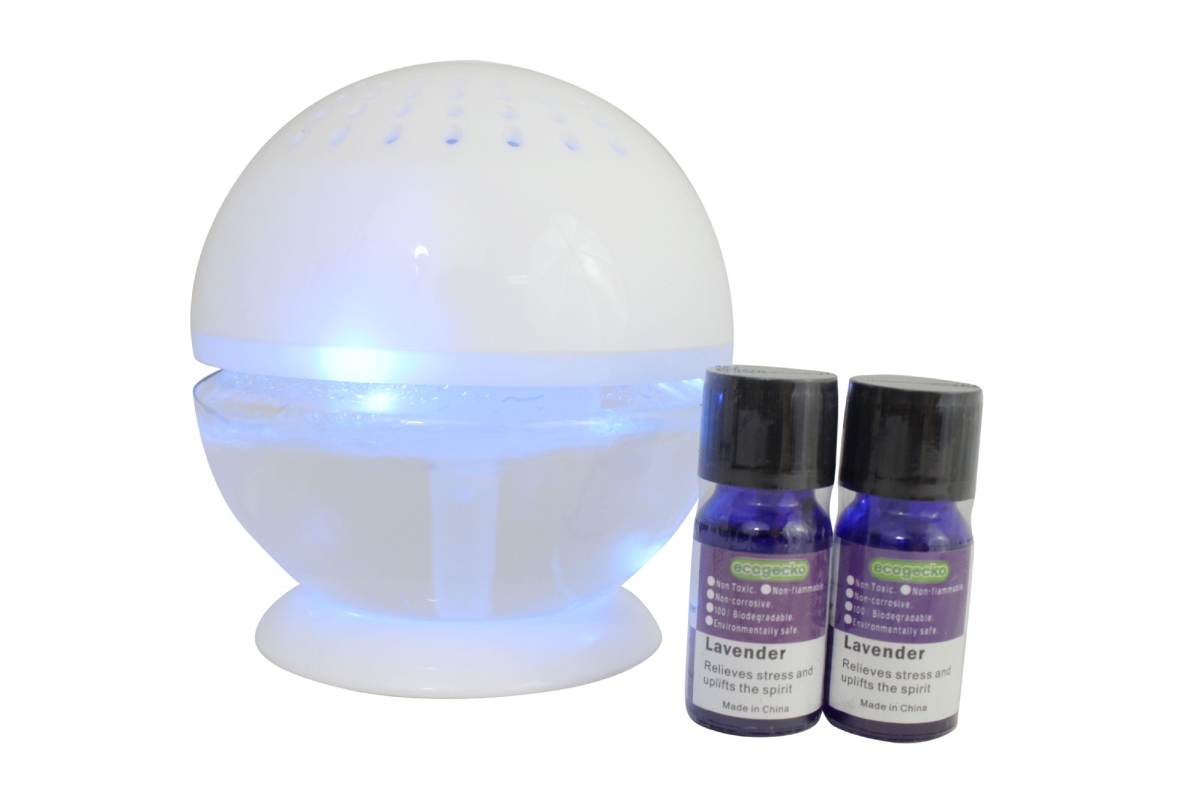75002-10ml-2pack-75518-white Little Squirt- Glowing Wate Air Revitalizer & Air Washer With 2 Bottles Of Lavender Oil, White