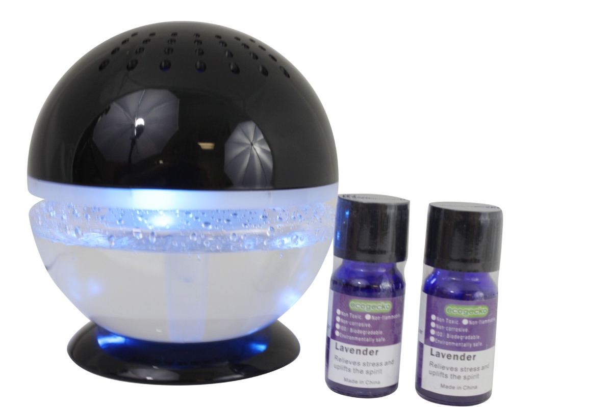 75002-10ml-2pack-75518-black Little Squirt- Glowing Wate Air Revitalizer & Air Washer With 2 Bottles Of Lavender Oil, Black