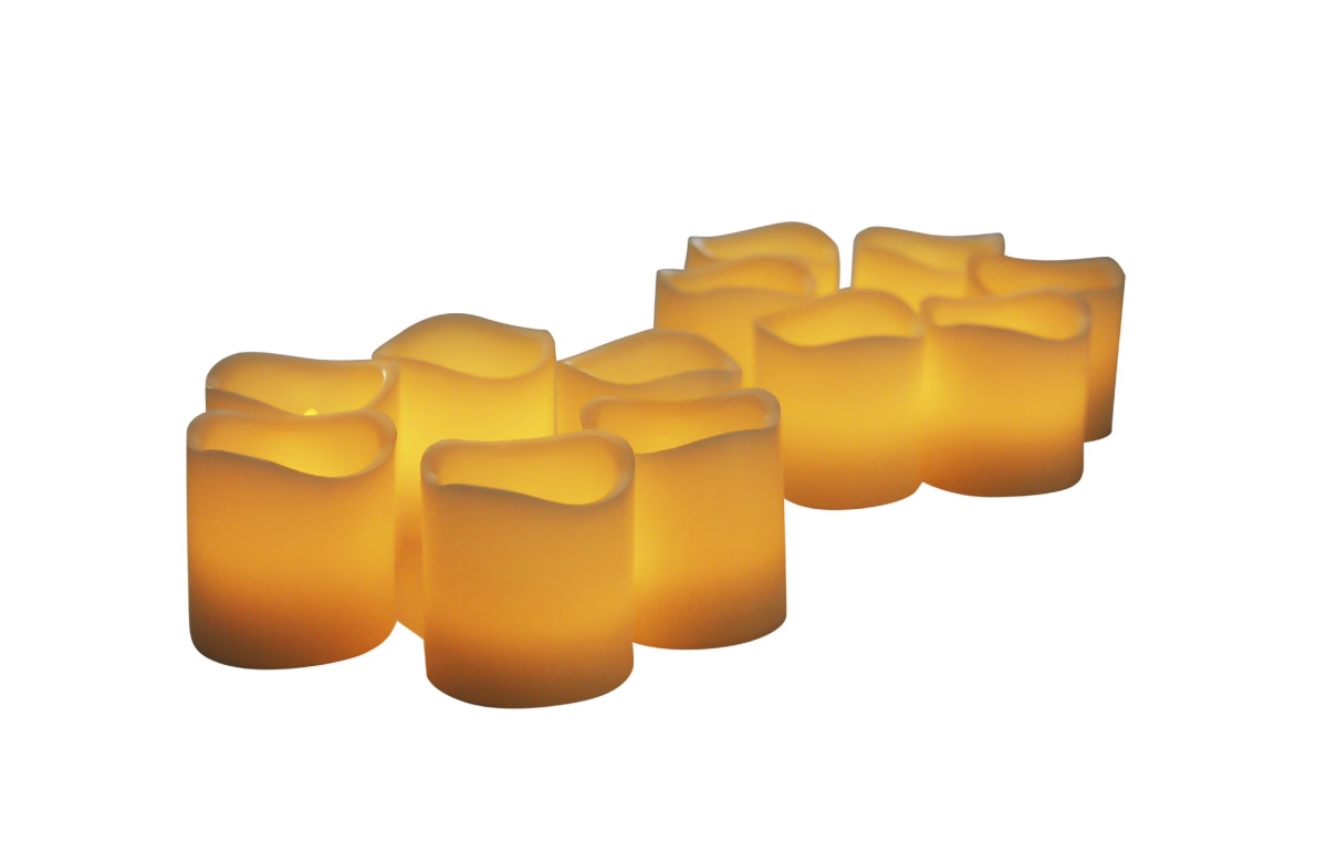 87032-12 2 X 2 In. Real Wax Led Votive Candles With Timer, Set Of 12