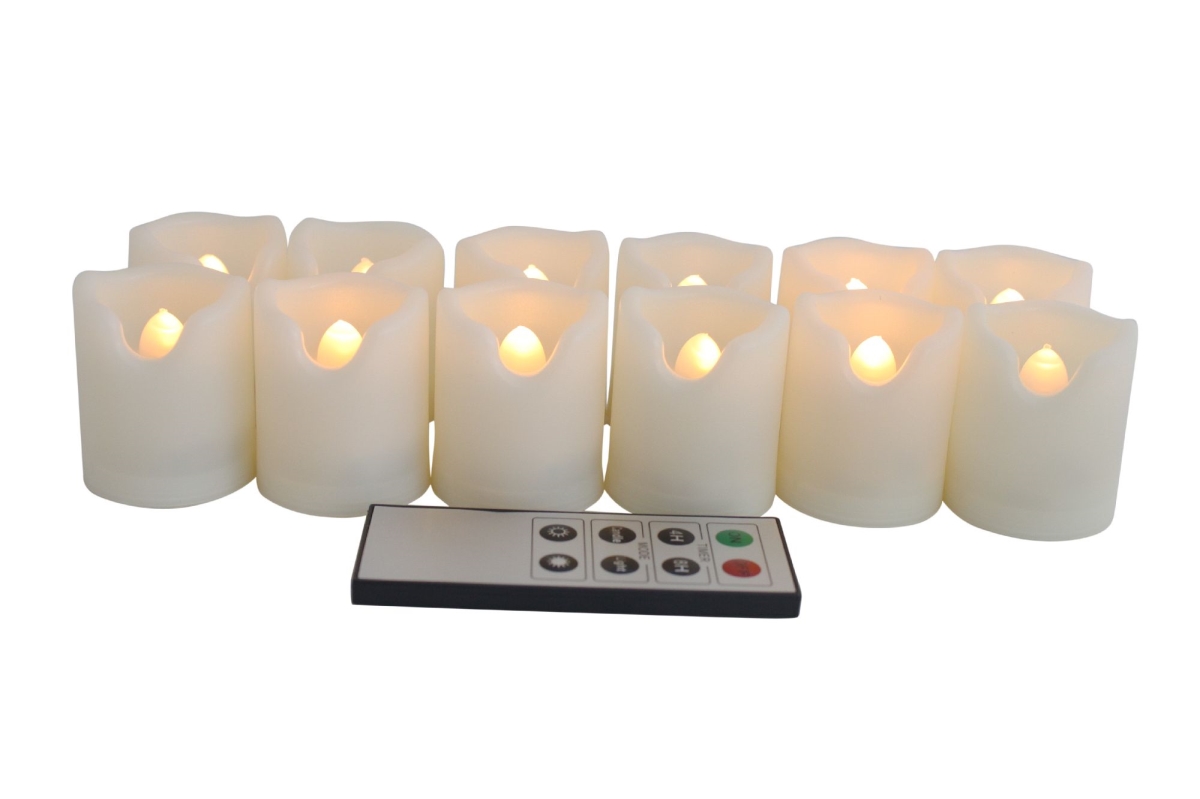 87020-12 Ecogecko Indoor Outdoor Flameless Votive Candles With Remote & Timer - 12 Piece