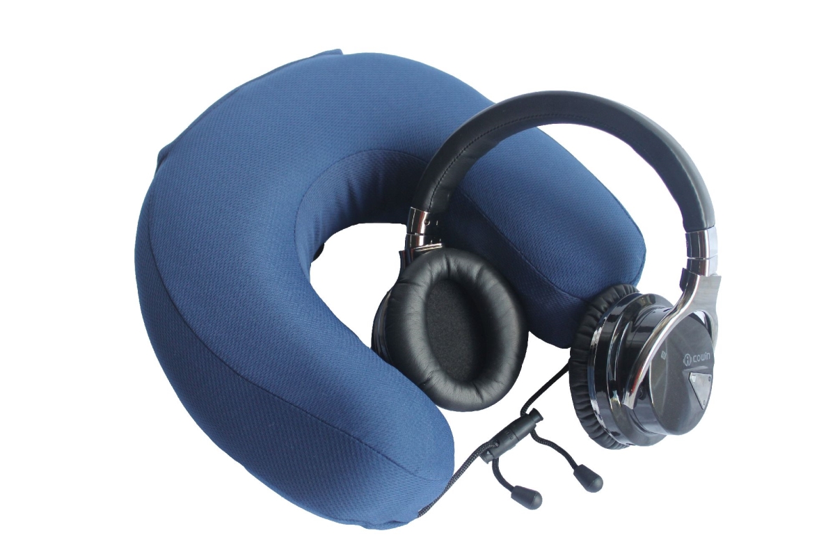 79209-89057 Memory Foam Travel Pillow & Noise Cancelling Headset Travel Pack