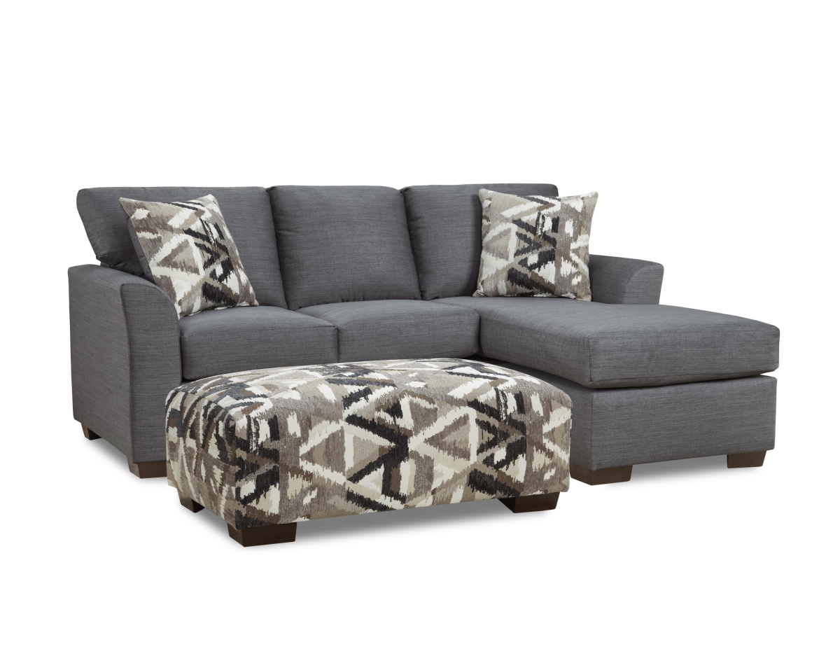 NL700-CHAR-CHOF-OTT William Sofa Sectional with Reversible Chaise & Rectangle Ottoman Set, Charcoal - 2 Piece