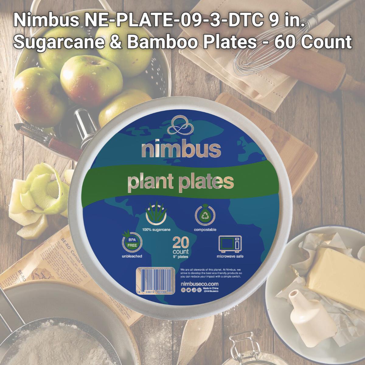 Picture of Nimbus NE-PLATE-09-3-DTC 9 in. Sugarcane & Bamboo Plates - 60 Count