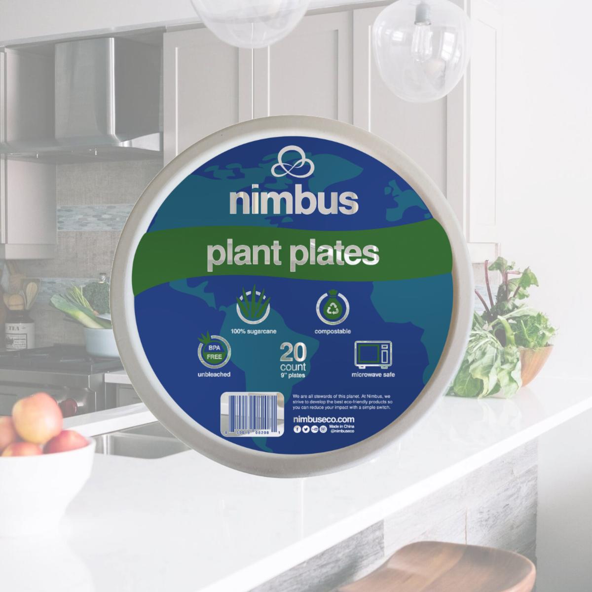 Picture of Nimbus NE-PLATE-09-3-DTC 9 in. Sugarcane & Bamboo Plates - 60 Count