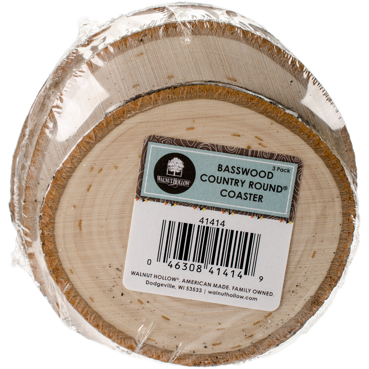 41414 Basswood Country Round Coaster - 3.5 To 4.5 In.