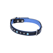 01706j20-blu20 Circle T 0.75 In. Fashion Leather Dog Collar With Jewels-blue, Neck Size 20 In.