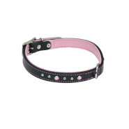 01706j20-pnk20 Circle T 0.75 In. Fashion Leather Dog Collar With Jewels-pink, Neck Size 20 In.