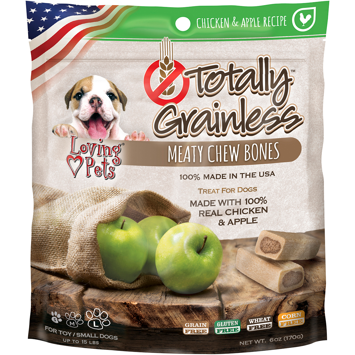 Lp5309 Totally Grainless Meaty Chewy Bones For Small Dogs Chicken & Apple - 6 Oz.
