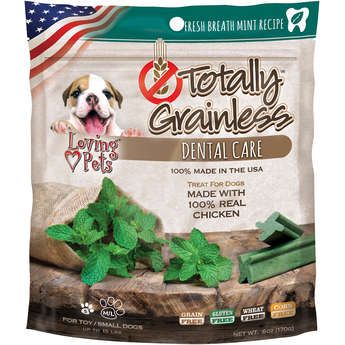 Lp5313 Totally Grainless Dental Bones For Small Dogs, Fresh Mint - 6 Oz.