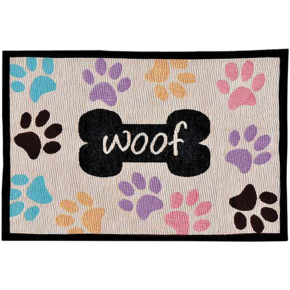 Lp7576 Bella Fashion Mats 12.75 X 19 In., Woof With Multi Paws