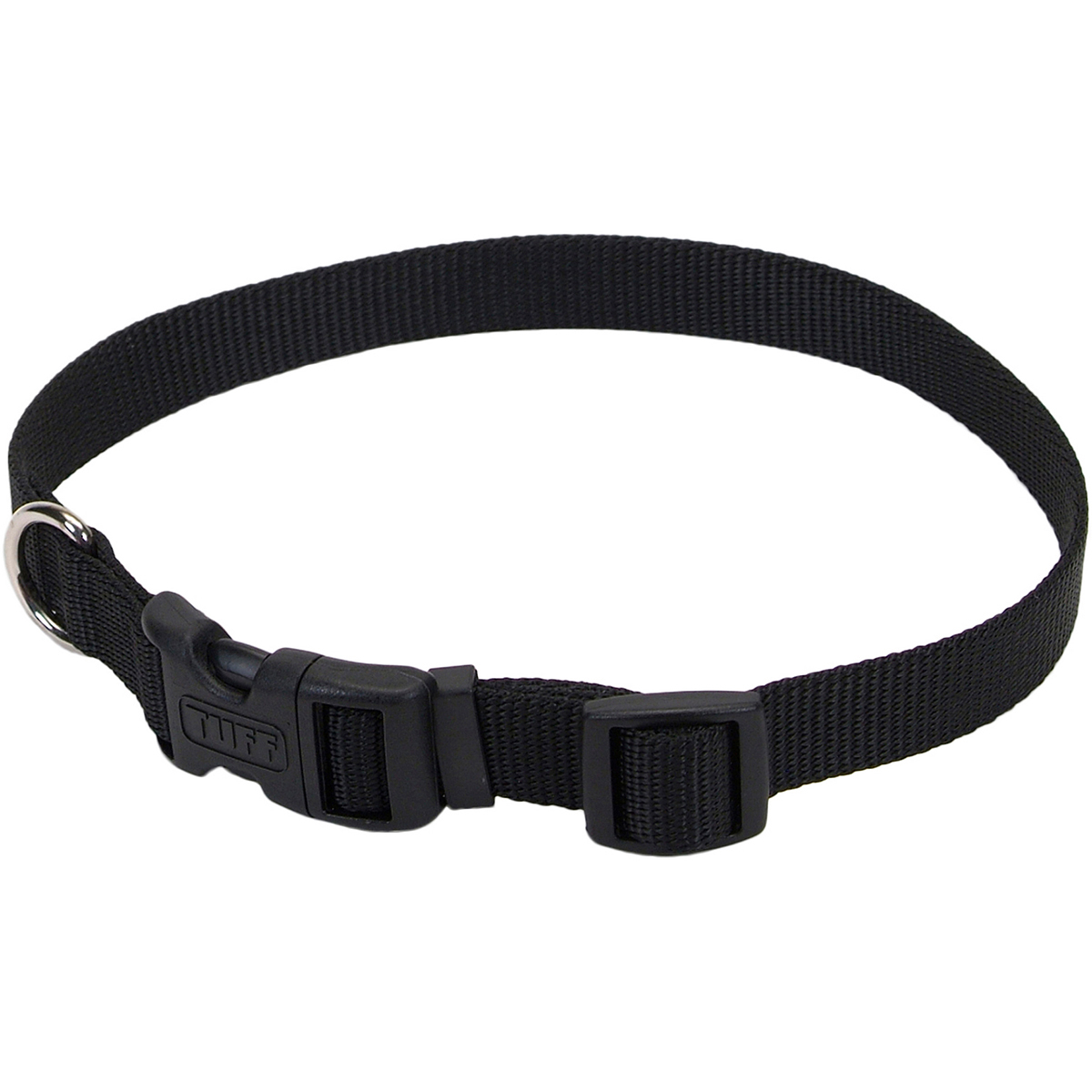 0.62 X 10 - 14 In. Adjustable Nylon Dog Collar With Tuff Buckle, Black