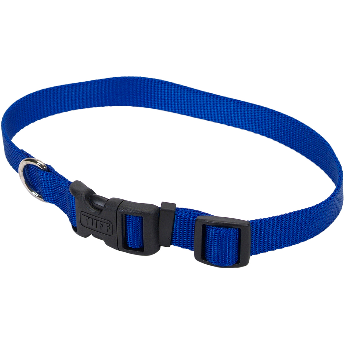 0.62 X 10 - 14 In. Adjustable Nylon Dog Collar With Tuff Buckle, Blue