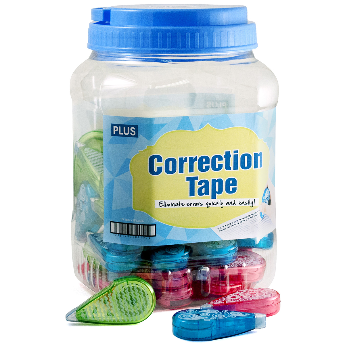 44809 Correction Tape Grab Jar - Assorted Colors, 50 Pieces