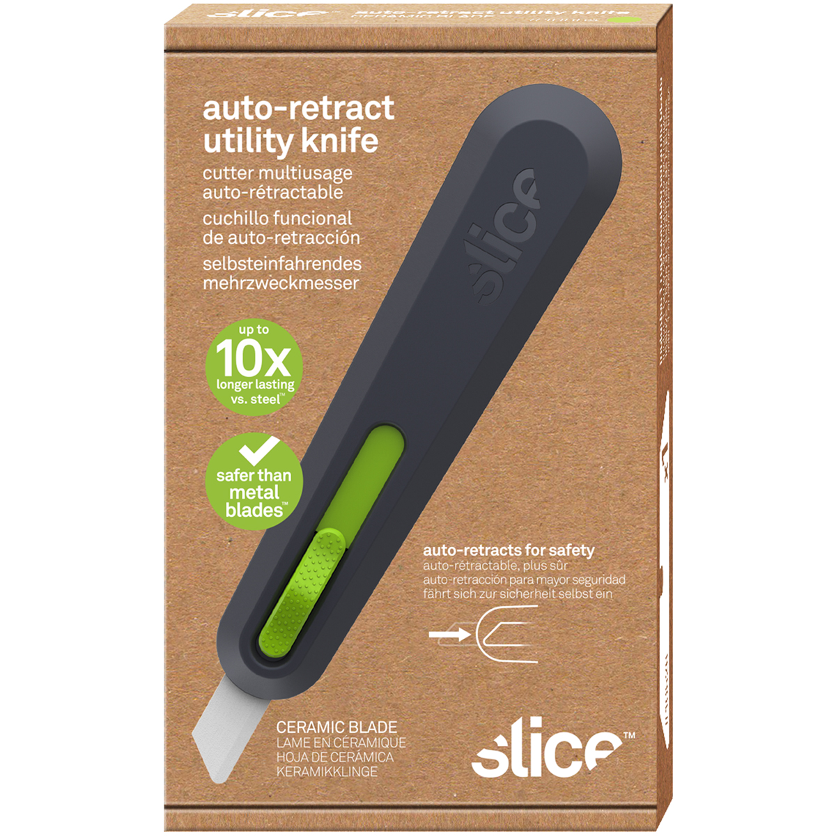 S10554 Auto-retract Utility Knife Safe Ceramic Blade - Gray