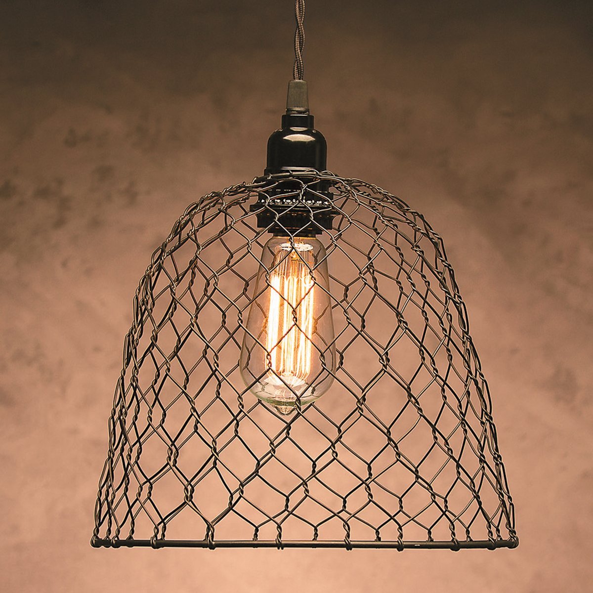Cle3039 10 X 8.25 In. Metal Chickenwire Lampshade - Black, Dome