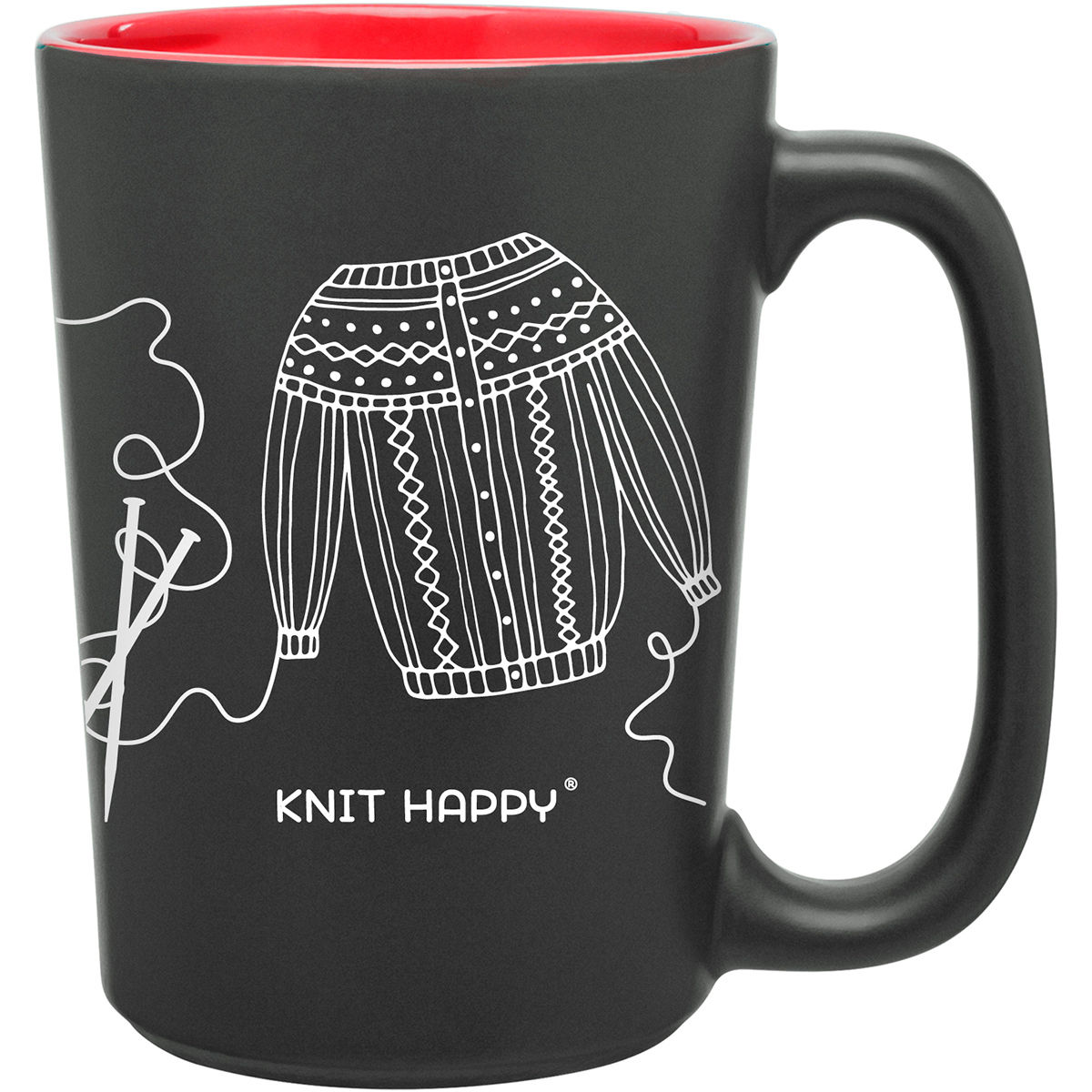 Kh285-re Knit Happy Scribbles Mug - Red