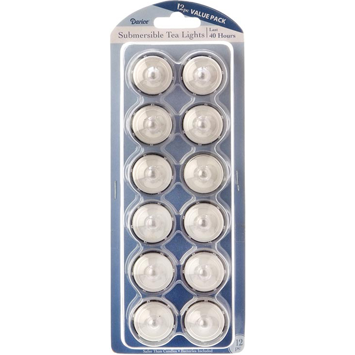 Battery Operated Submersible Tea Lights, White - Pack Of 12