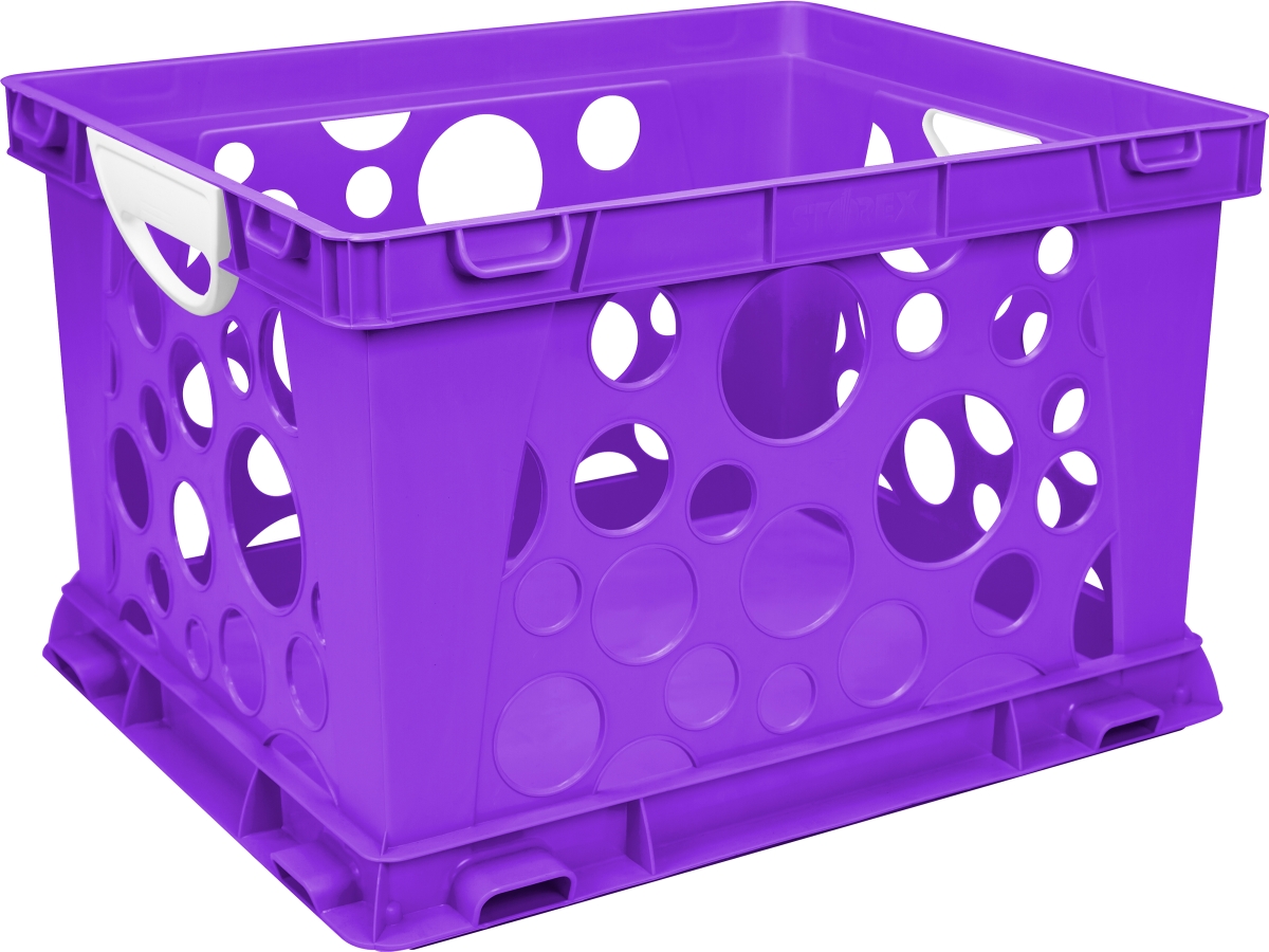 6145u03c-61459 Classroom File Crate With Handles, Purple