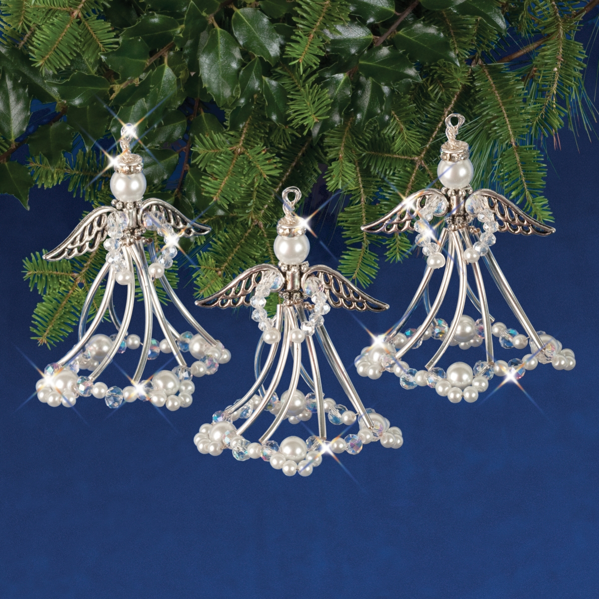 Hbok-nc005 Silver Angels Beaded Ornament Kit