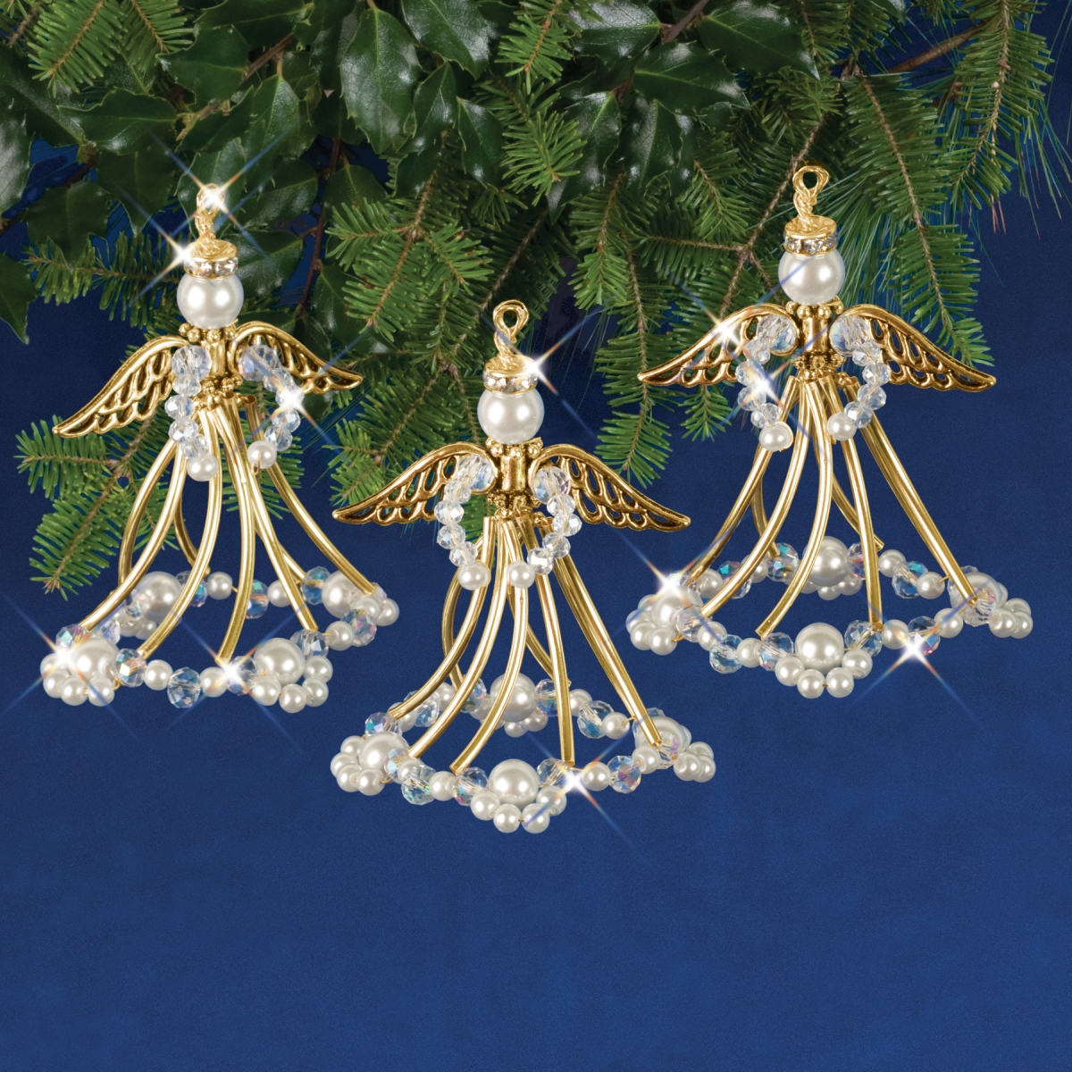 Hbok-nc006 Golden Angels Beaded Ornament Kit