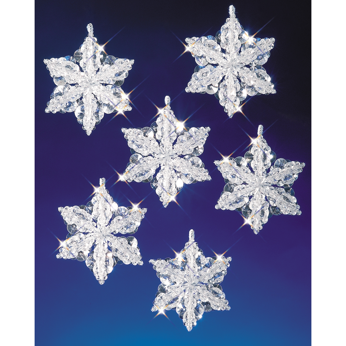 Holiday Beaded Ornament Kit - Snow Crystals 3.5 In. Makes 6