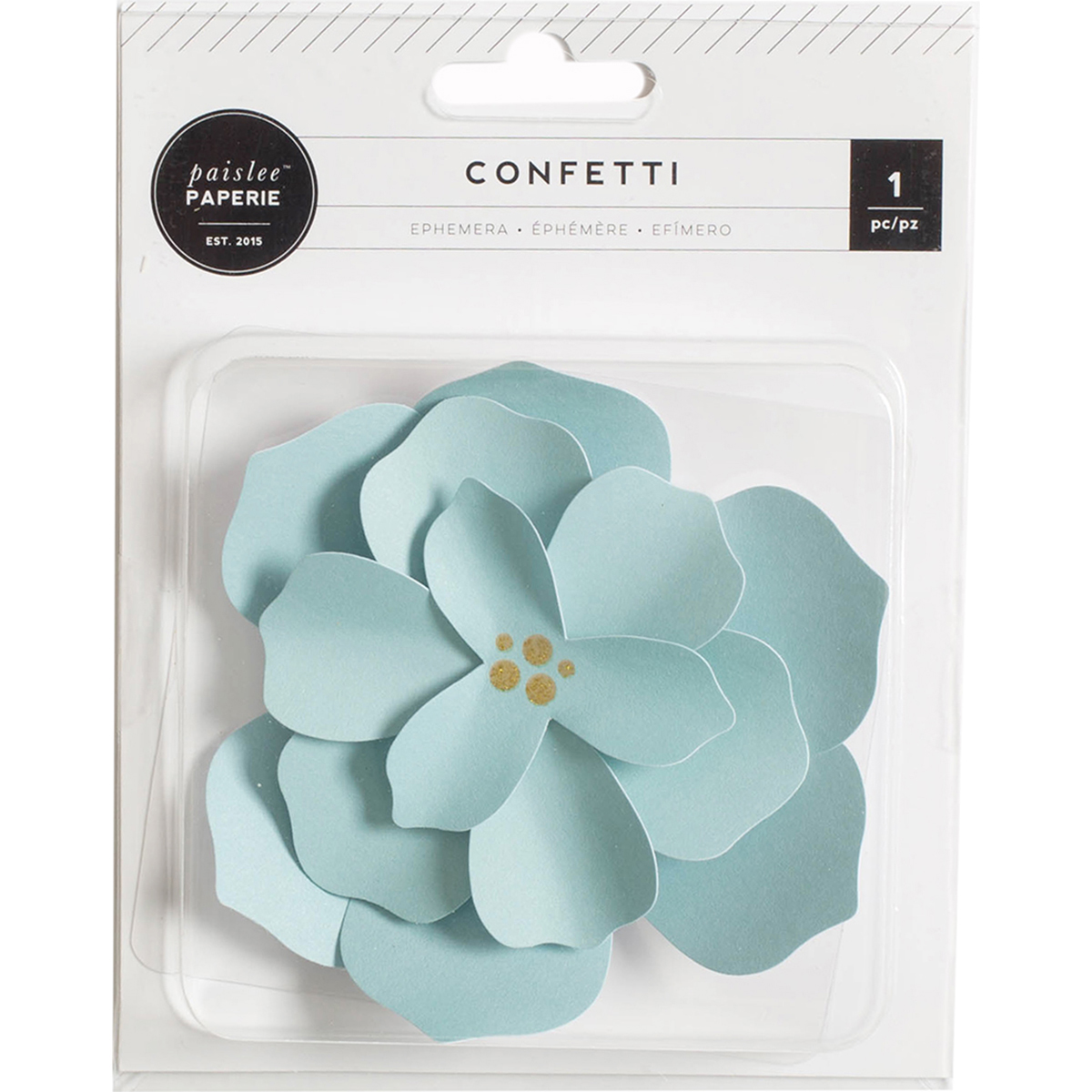 American Crafts 310155 Confetti Paper Flower Gift Accent - Dark Mint with Gold Glitter Middle American Crafts 310155 Confetti Paper Flower Gift Accent - Dark Mint with Gold Glitter Middle
