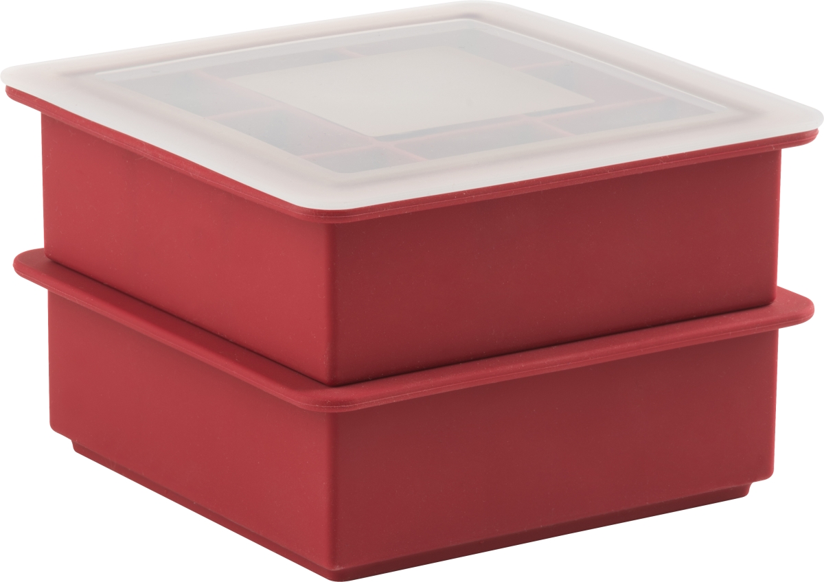 578425 Silicone Ice Cube Trays, Red - Pack Of 2