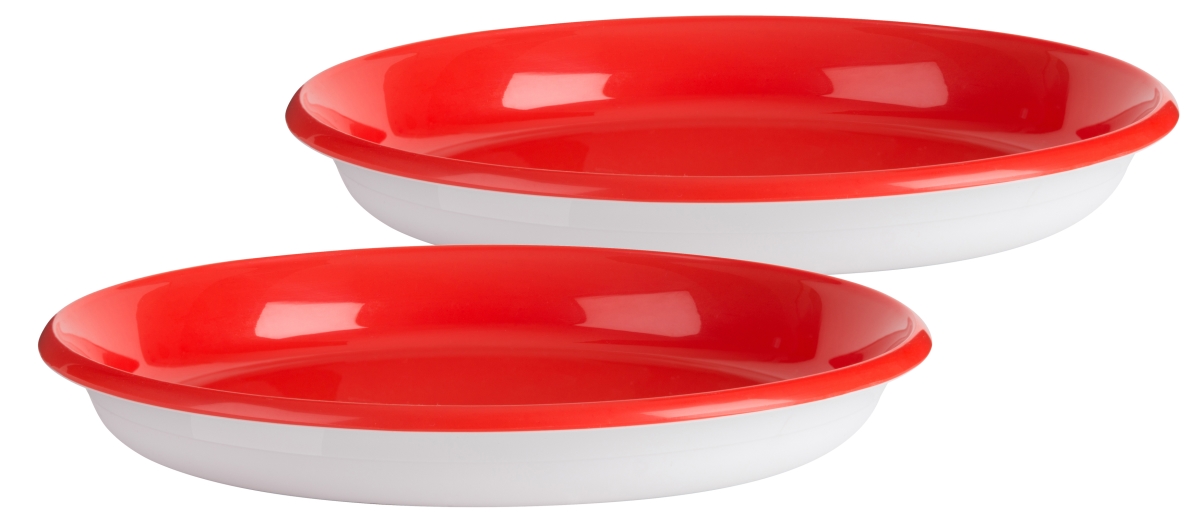 581607 Plates Dinnerware For Kids, Red & White - Set Of 2