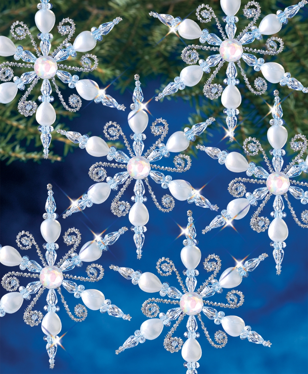 Beadery Bok-7448 Holiday Beaded Ornament Kit - Light Sapphire Snowflake Makes 6