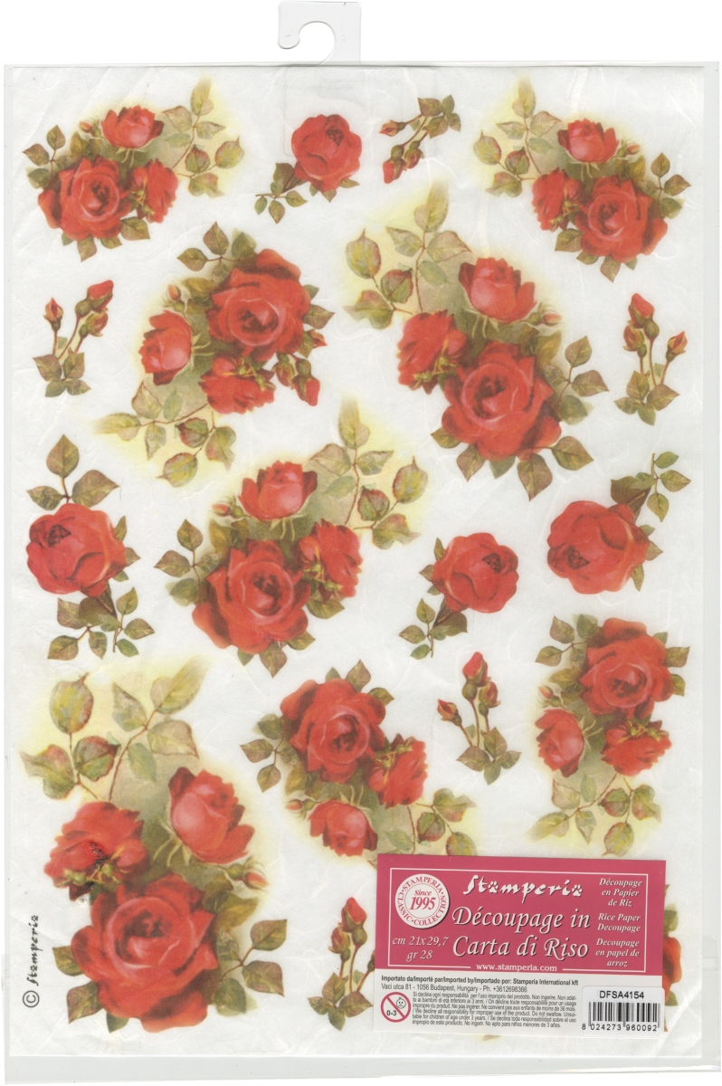 Dfsa4154 Rice Paper Sheet A4 - Red Roses