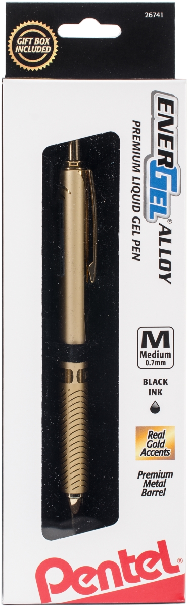 Bl407xbp 0.7 Mm Energel Alloy Retractable Liquid Gel Pen - Gold Barrel With Black Ink