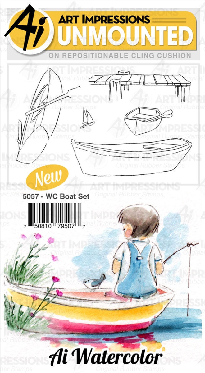 5057 Boat - Watercolor Stamp