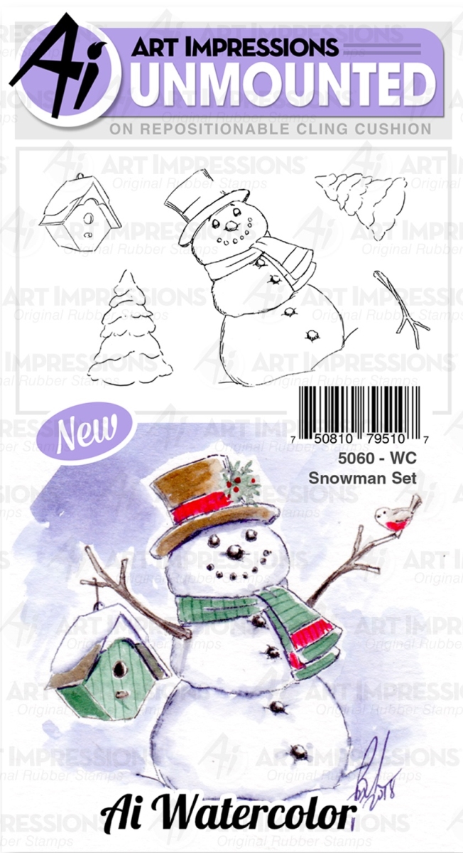 5060 Snowman - Watercolor Stamp