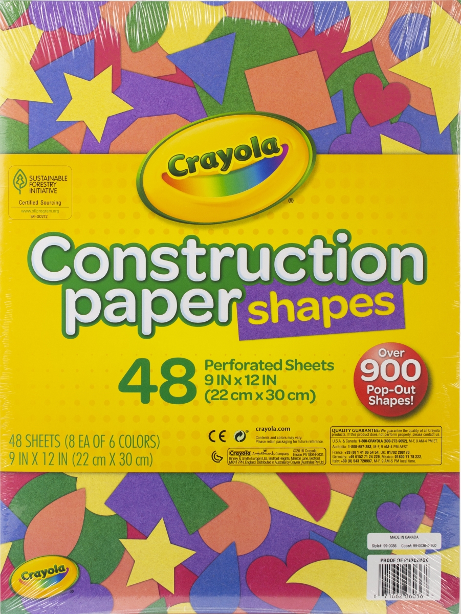Crayola 99-0036 9 x 12 in. Construction Paper Shapes
