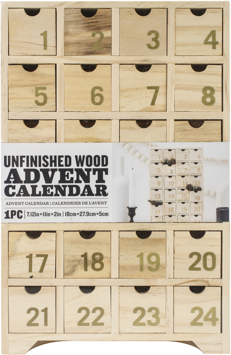 30041918 Wood Advent Calendar - 7.12 X 11 X 2 In.