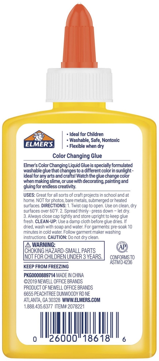 2078c-221 5 Oz Color Changing Glue, Yellow