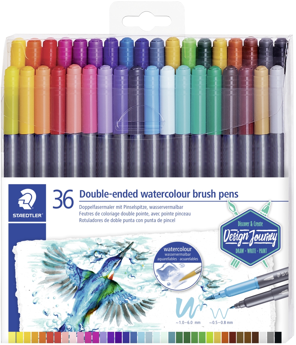 UPC 499996001946 product image for Staedtler TB3602 Double-Ended Watercolour Brush Pens, 36 per Pack | upcitemdb.com