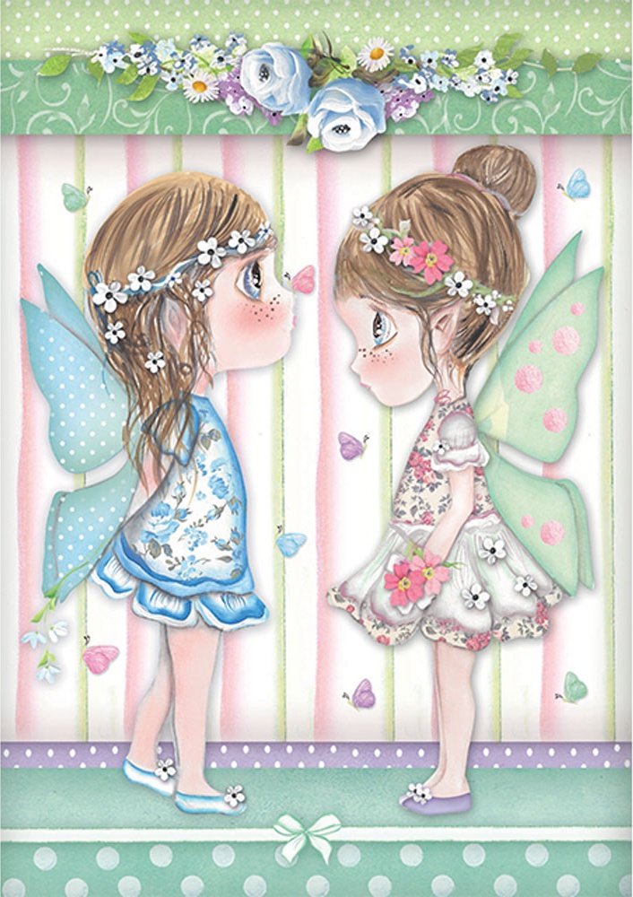 Dfsa4413 Rice Paper Sheet A4-fairies With Butterflies
