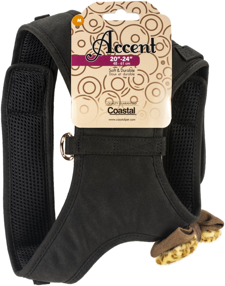 21414med-blk Black Accent Dog Harness