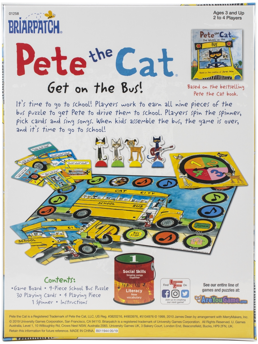 University Games Bp01258 Pete Cat Wheels On The Bus Game
