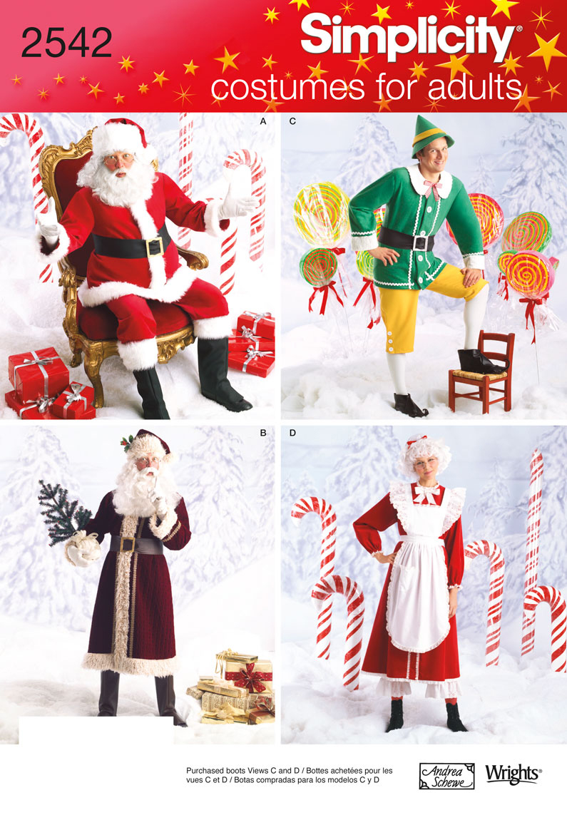 U02542aa Extra Small, Small & Medium - Christmas Santa Buddy Elf Costume Mrs Claus Adult