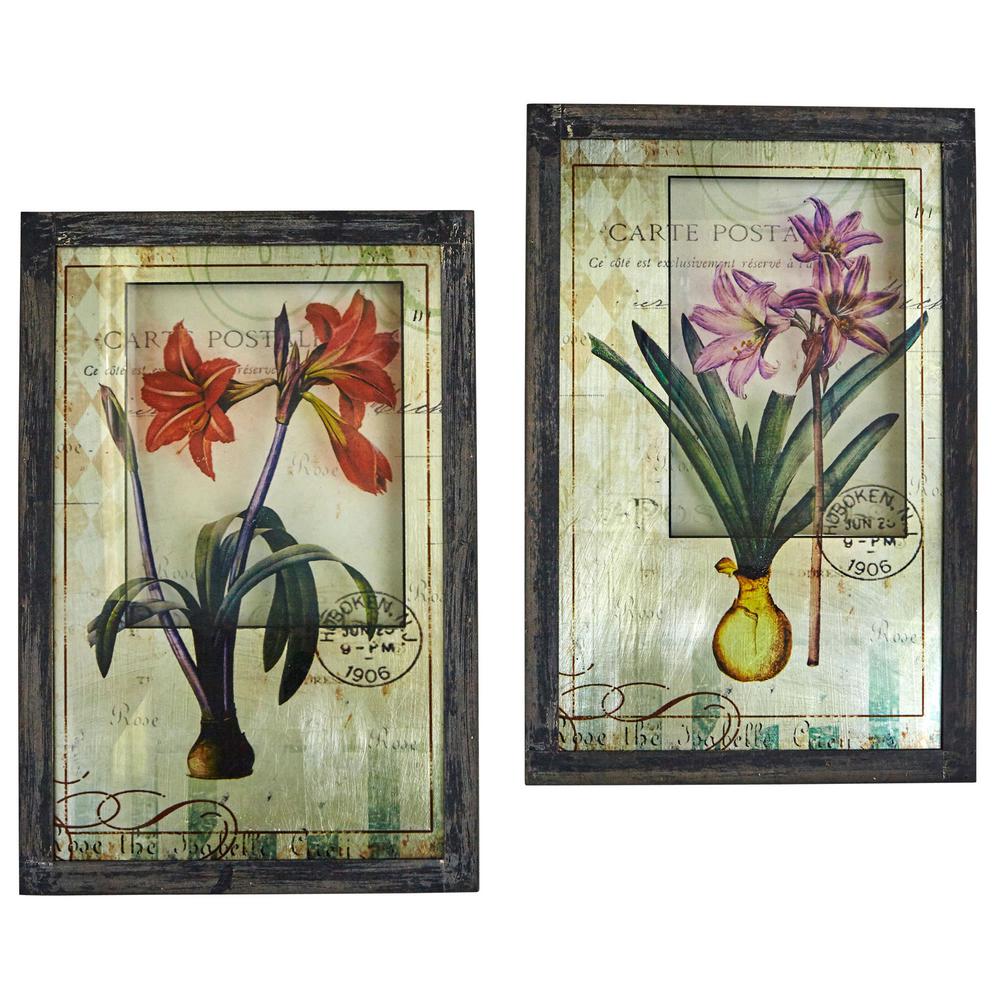 7015-s2 Framed French Floral Art Prints -set Of 2