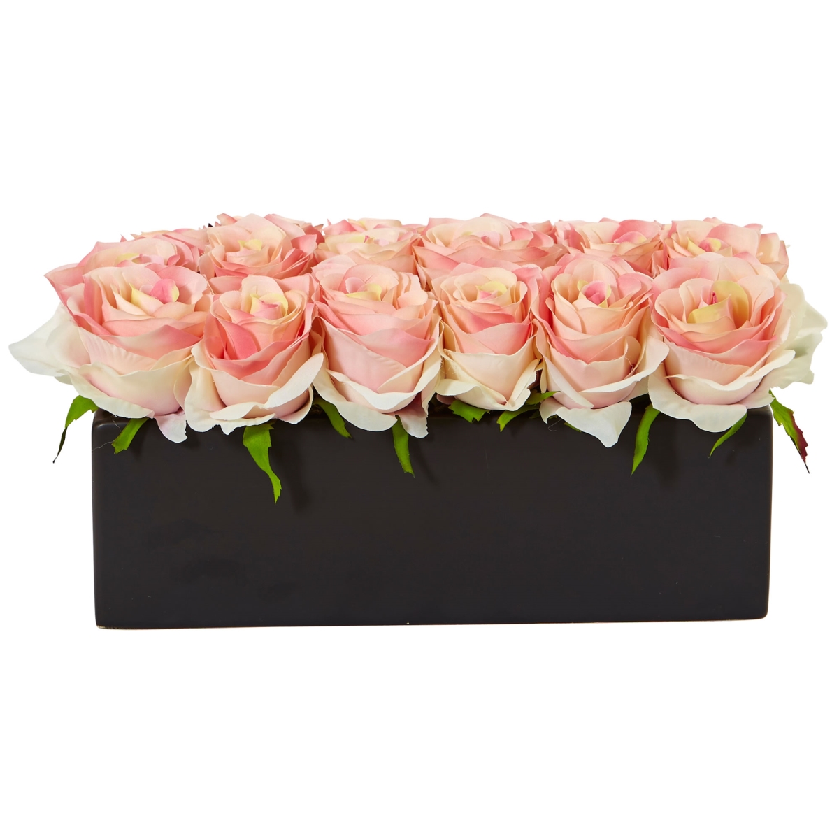 1487-LP Roses in Rectangular Planter, Light Pink