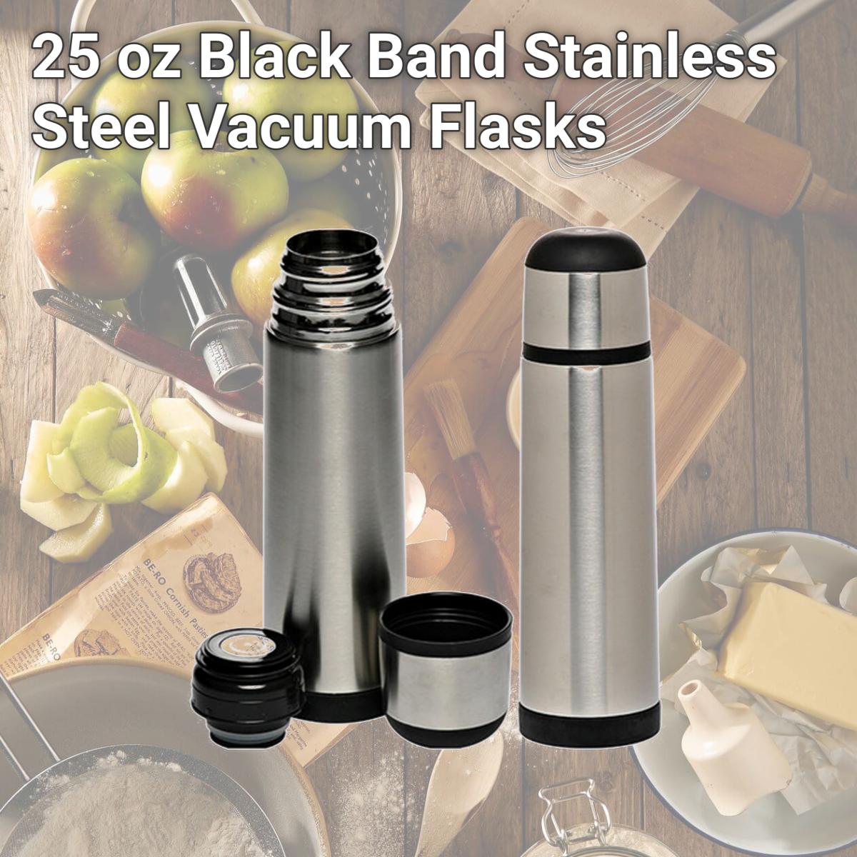 Picture of Natico Originals 60-2019 25 oz Black Band Stainless Steel Vacuum Flasks