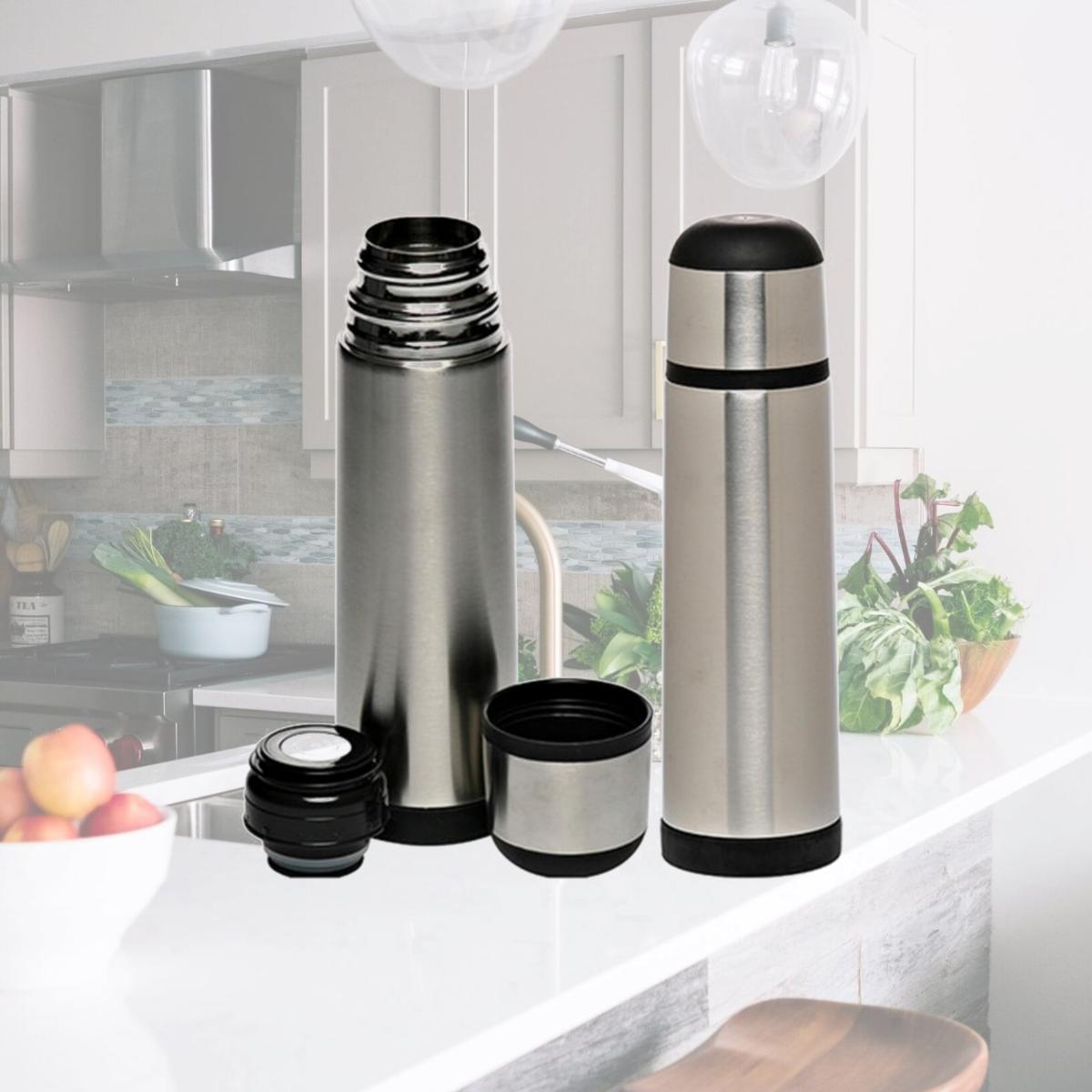 Picture of Natico Originals 60-2019 25 oz Black Band Stainless Steel Vacuum Flasks