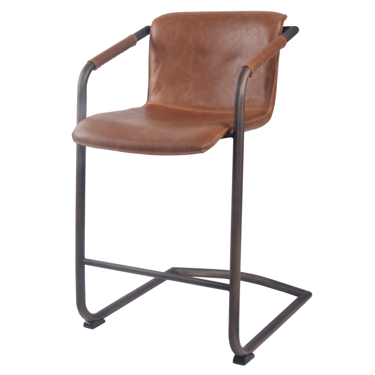 1060004-215 Indy Pu Leather Counter Stool, Antique Cigar Brown - Set Of 2