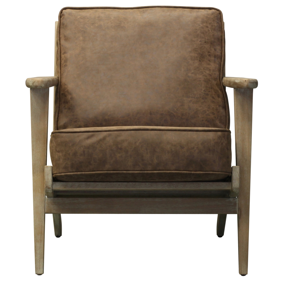 3900024 Albert Pu Leather Accent Chair With Brushed Smoke Frame, Nubuck Chocolate